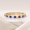 Round Sapphire & Diamond Full Eternity Wedding Band Stackable Ring 14K Solid Gold Pave Set