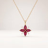 Marquise Ruby & Diamond Dainty Cluster Pendant Necklace 14K Solid Gold