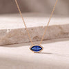 Marquise Solitaire Sapphire Dainty Bezel Set 14K Solid Gold Pendant Necklace