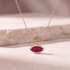 Marquise Solitaire Ruby Dainty Bezel Set 14K Solid Gold Pendant Necklace