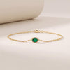 Oval Emerald Bezel Solitaire Chain Link Bracelet 14K Gold