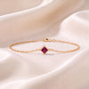 Princess Cut Ruby Bezel Solitaire Chain Link Bracelet 14K Gold