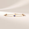 Marquise Sapphire By The Yard Bezel Set 14K Solid Gold Chain Link Bracelet