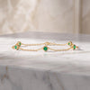 Round Emerald By The Yard Bezel Set 14K Solid Gold Chain Link Bracelet