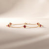 Round Ruby By The Yard Bezel Set 14K Solid Gold Chain Link Bracelet