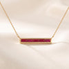 Baguette Ruby Dainty Bar Channel Set 14K Solid Gold Pendant Necklace