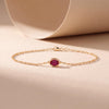 Oval Ruby Bezel Solitaire Chain Link Bracelet 14K Gold