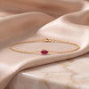 Marquise Shape Ruby Bezel Solitaire Chain Link Bracelet 14K Gold