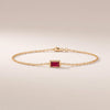 Baguette Cut Ruby Bezel Solitaire Chain Link Bracelet 14K Gold