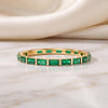Baguette Cut Emerald Full Eternity Stackable Wedding Band Ring 14K Solid Gold Bar Set