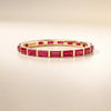 Baguette Cut Ruby Full Eternity Stackable Wedding Band Ring 14K Solid Gold Bar Set