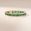 Baguette Cut Emerald Full Eternity Wedding Band Ring 14K Solid Gold Channel Set