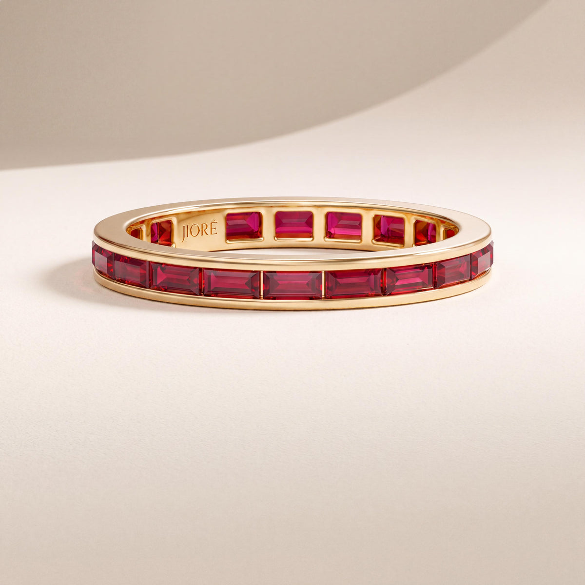 Baguette Cut Ruby Full Eternity Wedding Band Ring 14K Solid Gold Channel Set