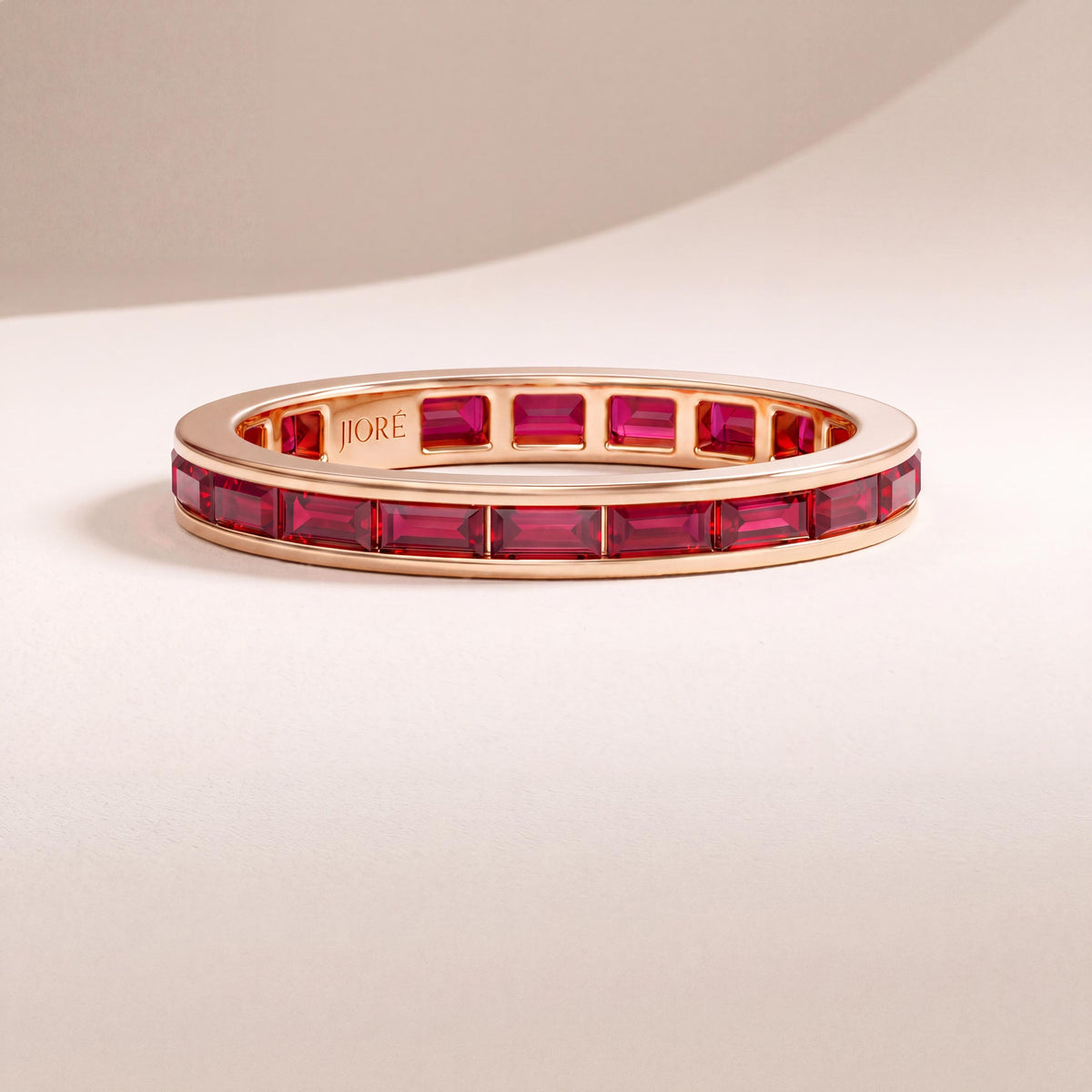 Baguette Cut Ruby Full Eternity Wedding Band Ring 14K Solid Gold Channel Set