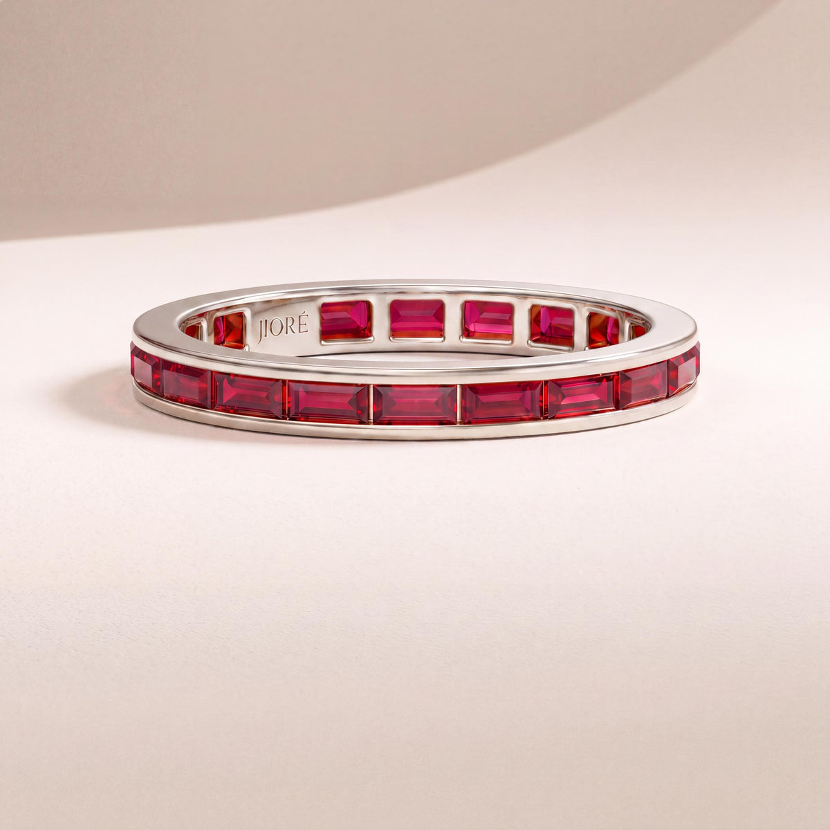 Baguette Cut Ruby Full Eternity Wedding Band Ring 14K Solid Gold Channel Set