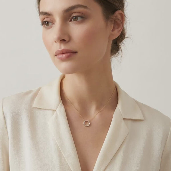 Baguette Diamond Octagon Dainty 14K Solid Gold Pendant Necklace