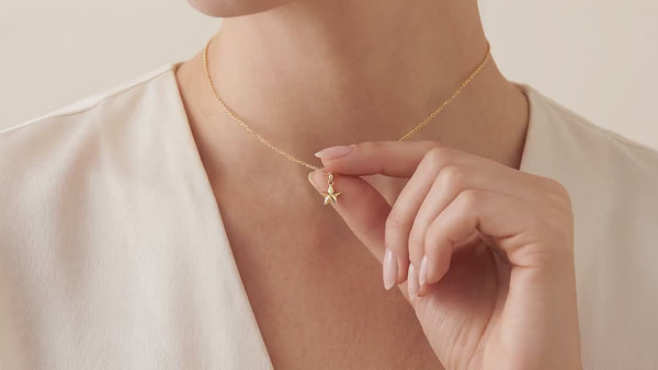 Celestial Dainty North Star 14K Solid Gold Pendant Necklace