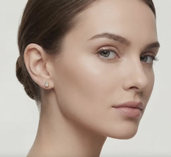 14k Gold Pear Cut Studs  Bezel Set Diamond Earrings  1.00-4.00 CTW  Minimalist Gift For Her By JIORE