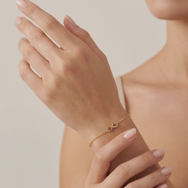 Solid Gold 14K Dainty Infinity Chain Link Bracelet