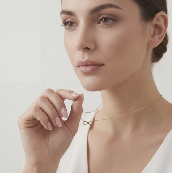Dainty Infinity Love 14K Solid Gold Pendant Necklace