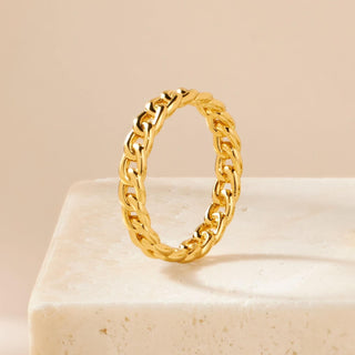 Cuban Link Gold Vermeil Ring: Chain Band