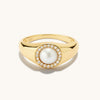 Lustrous Pearl Signet Ring: Halo Solitaire