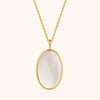 Mother Of Pearl Gold Pendant: Oval Cut Necklace