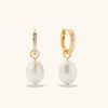 Freshwater Pearl Huggies: Gold Earrings