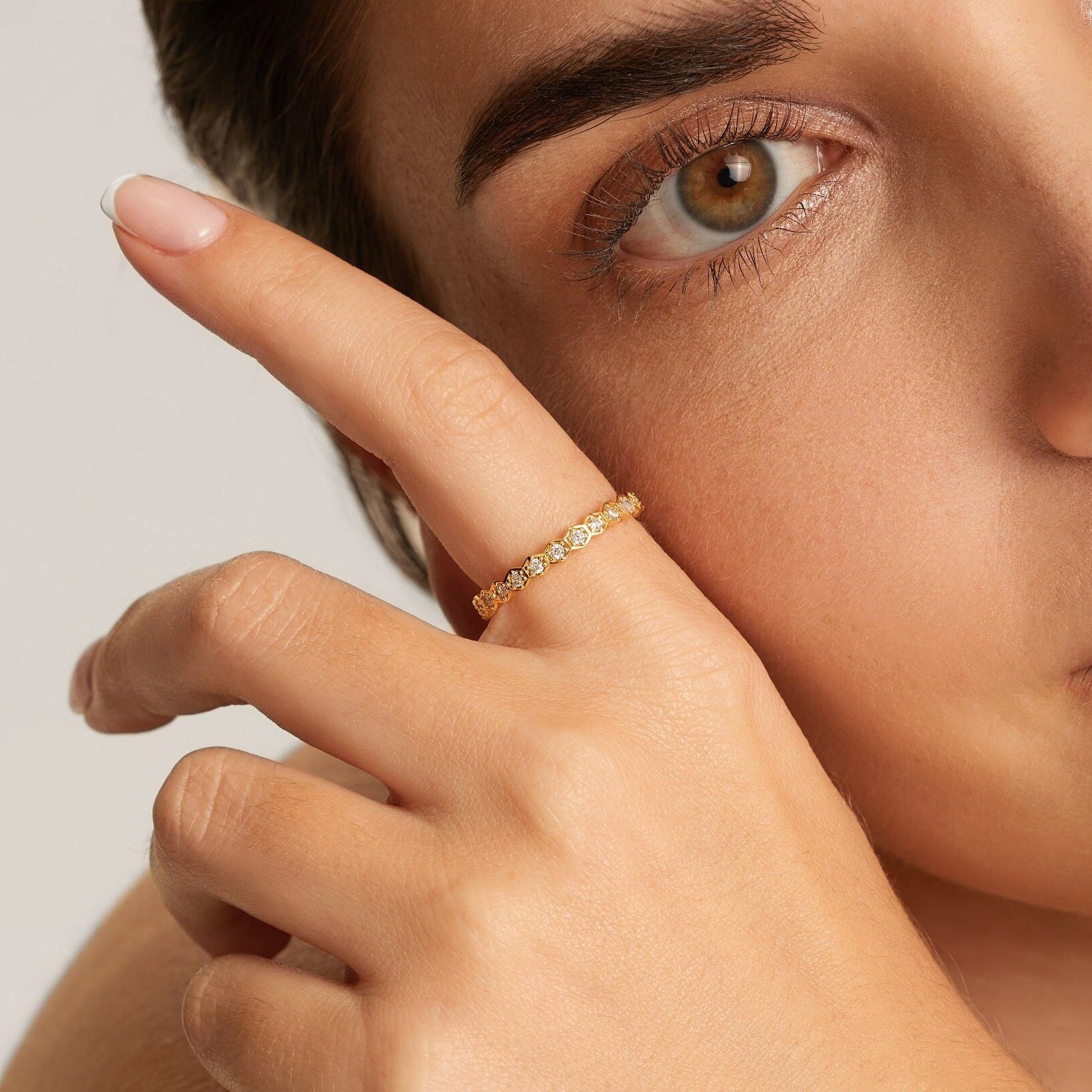 Honeycomb Gold Vermeil Ring: Stackable Band