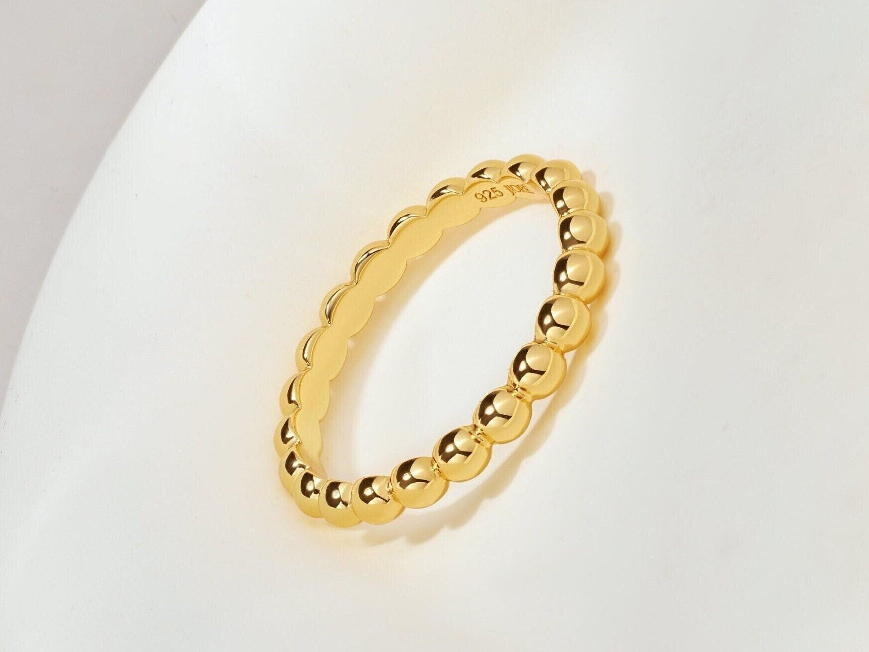 Beaded Gold Vermeil Ring: Pebble Band