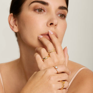 Baguette Gold Vermeil Ring: Diamond Band