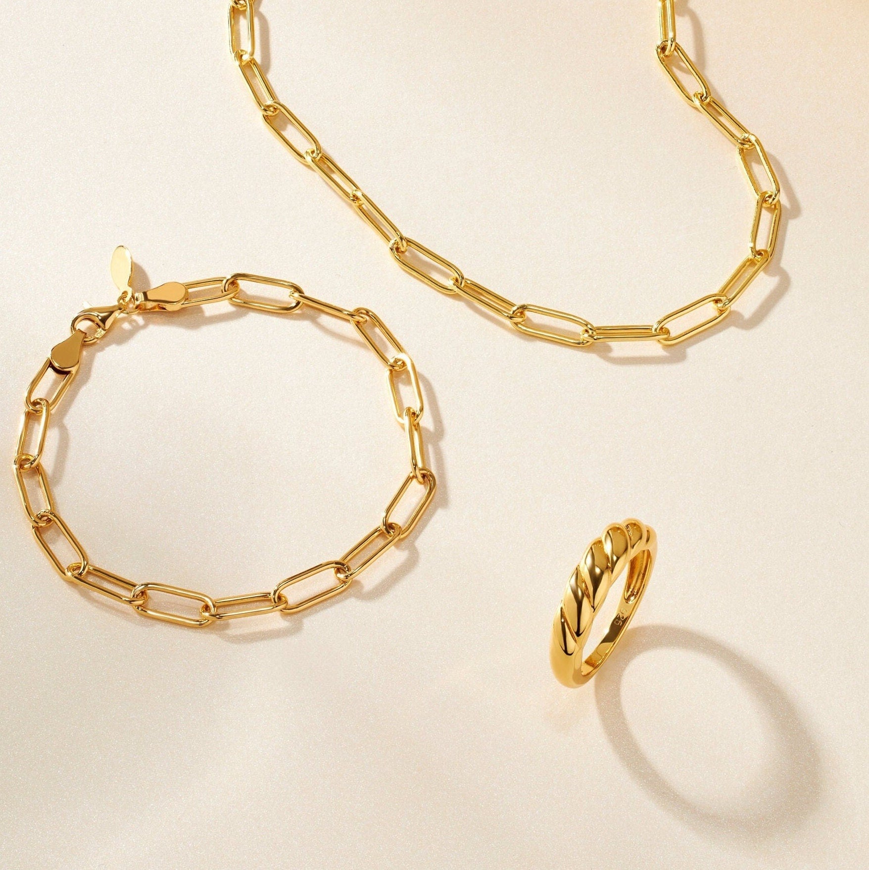 Croissant Dome Gold Vermeil Ring: Twisted Band