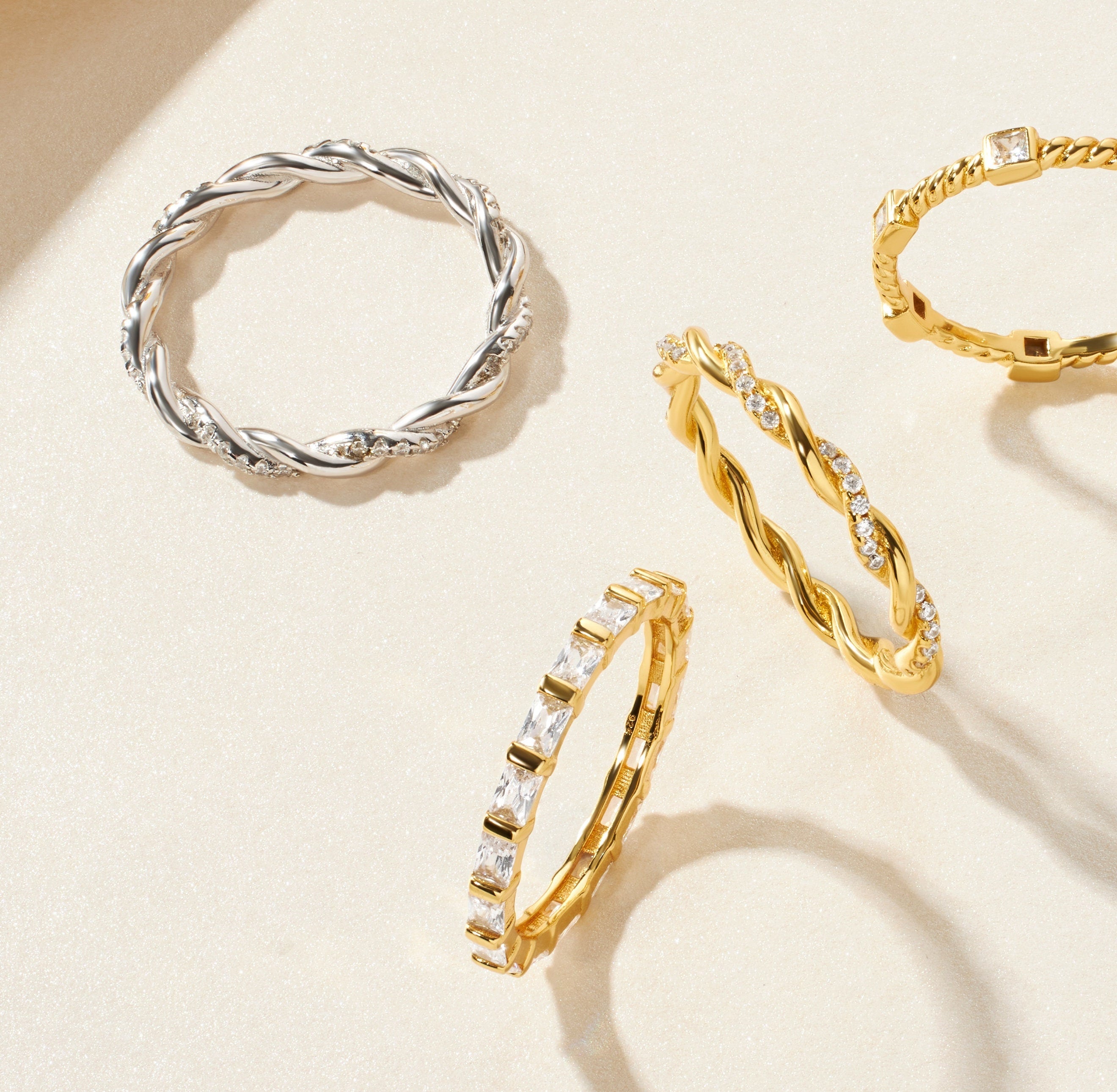 Twisted Gold Vermeil Ring: Stackable Eternity Band