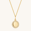 Round Halo Gold Locket Necklace: Circle Pendant