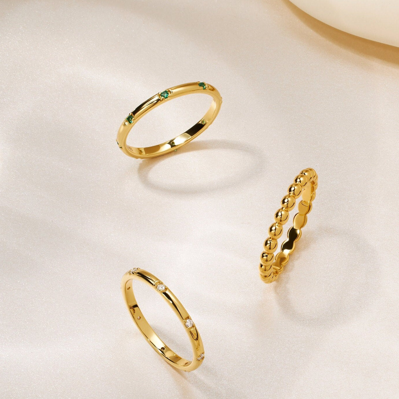 Emerald Gold Vermeil Ring: Stackable Band