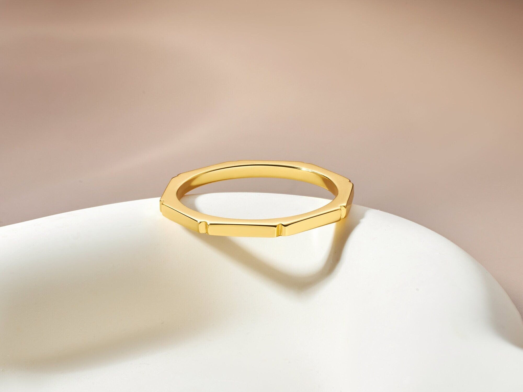 Dainty Gold Vermeil Ring: Bar Band