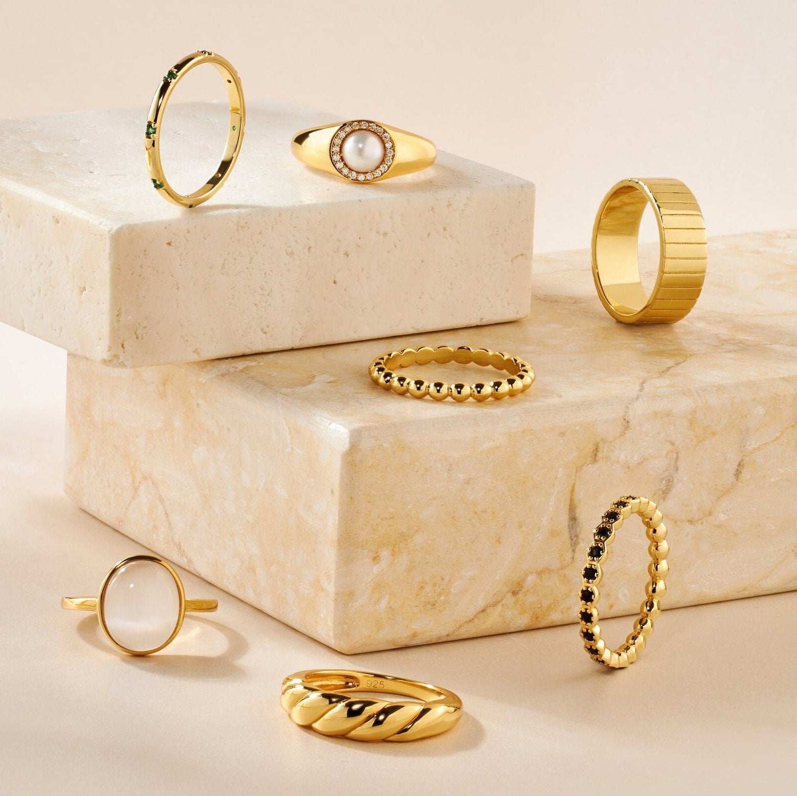 Wide Ribbed Gold Vermeil Ring: Chunky Cigar Band