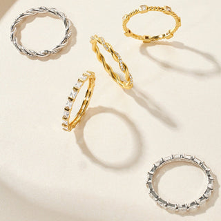 Baguette Gold Vermeil Ring: Diamond Band