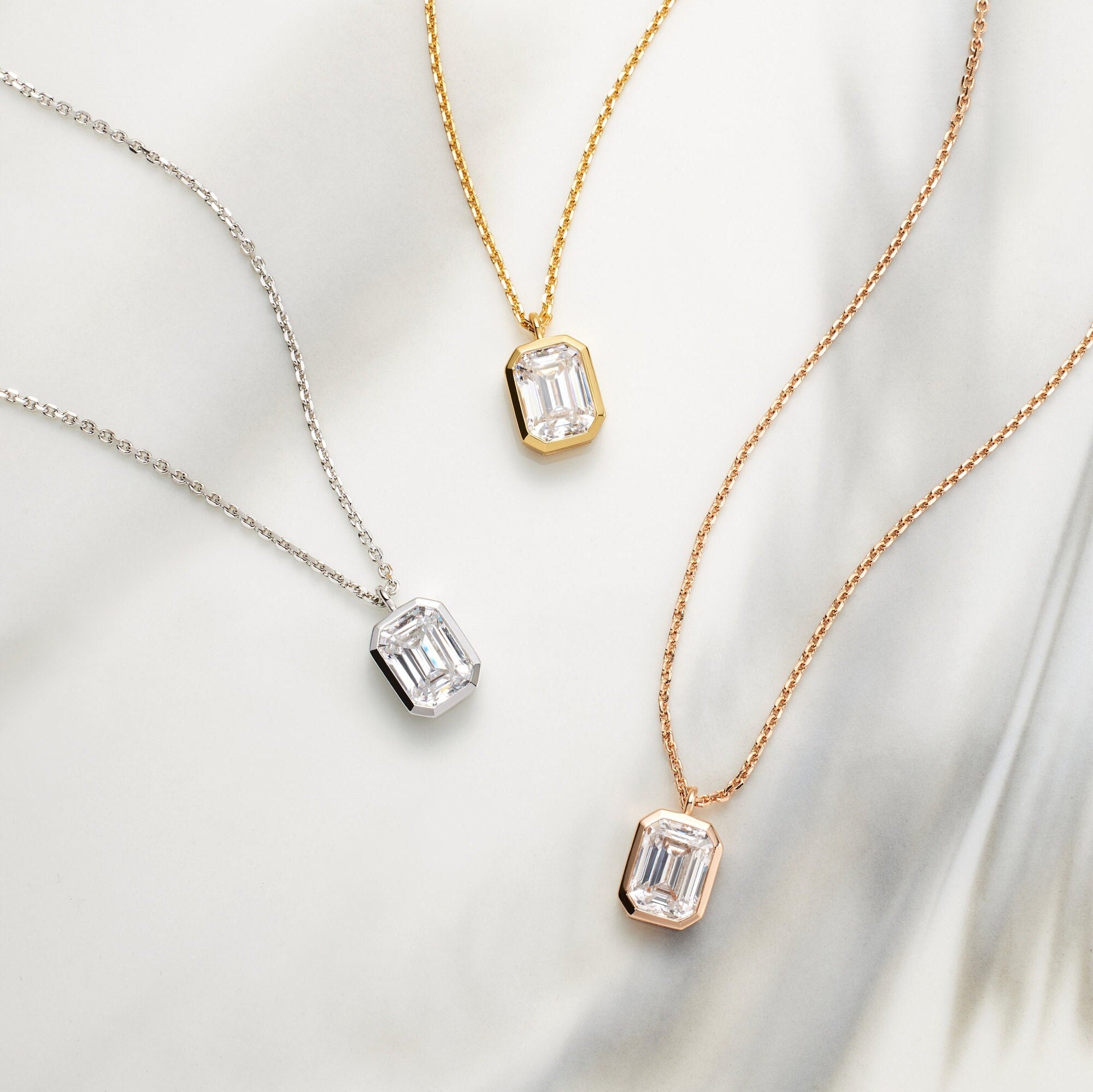 Flawless Gold Vermeil Pendant: Emerald Cut Necklace