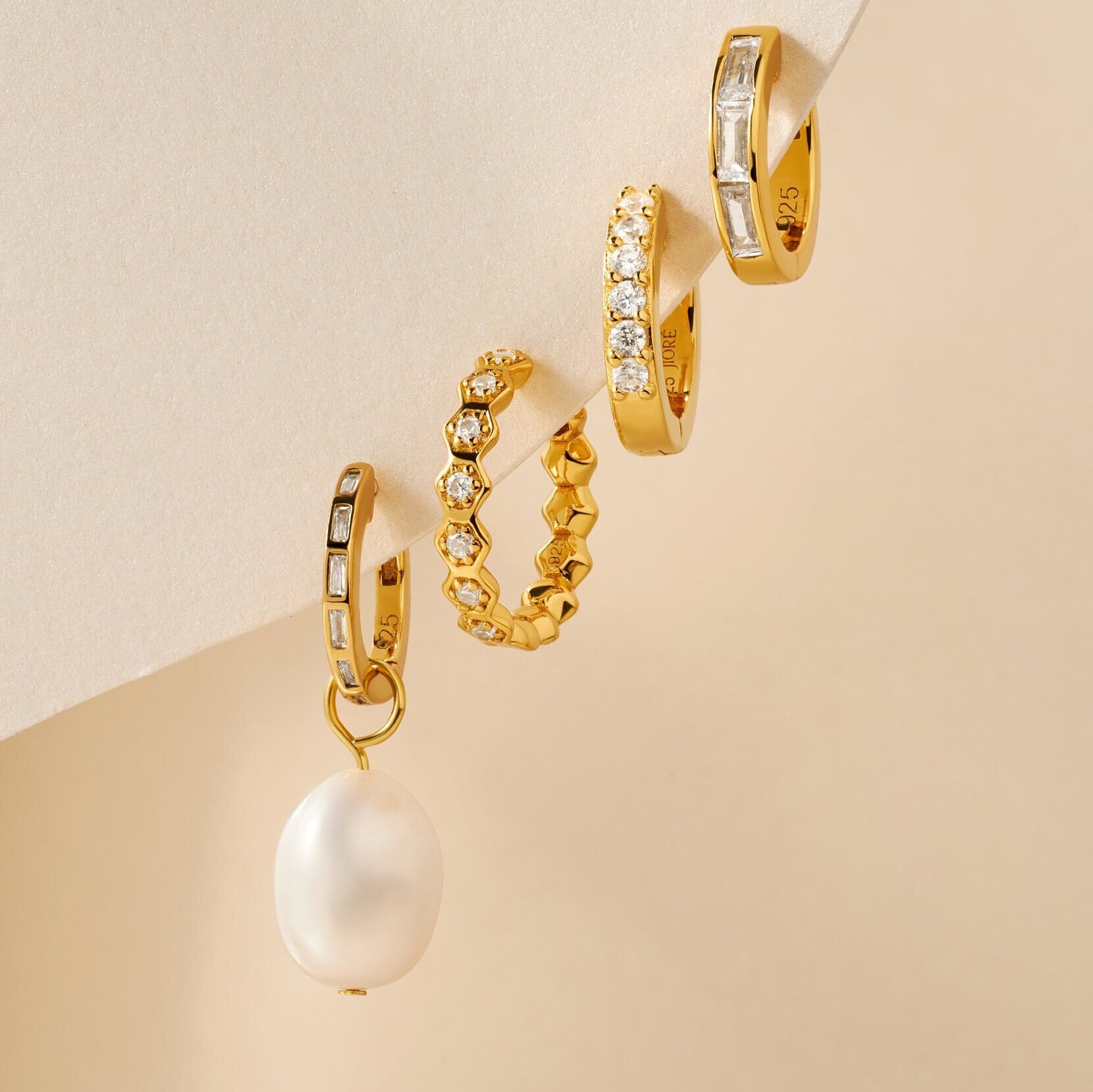 Freshwater Pearl Huggies: Gold Earrings