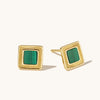 18K Gold Malachite Earring: Square Cut Studs