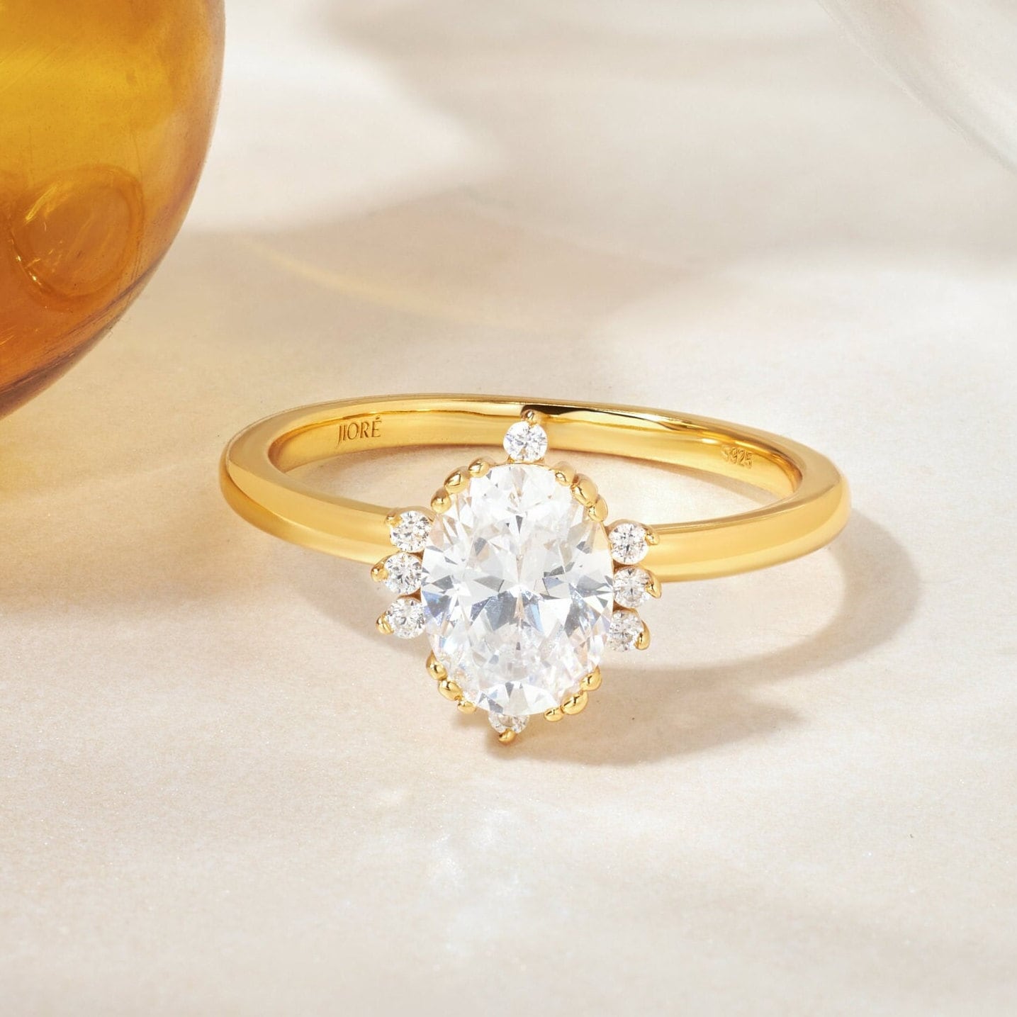 Dainty Art Deco Diamond Ring: Oval Solitaire