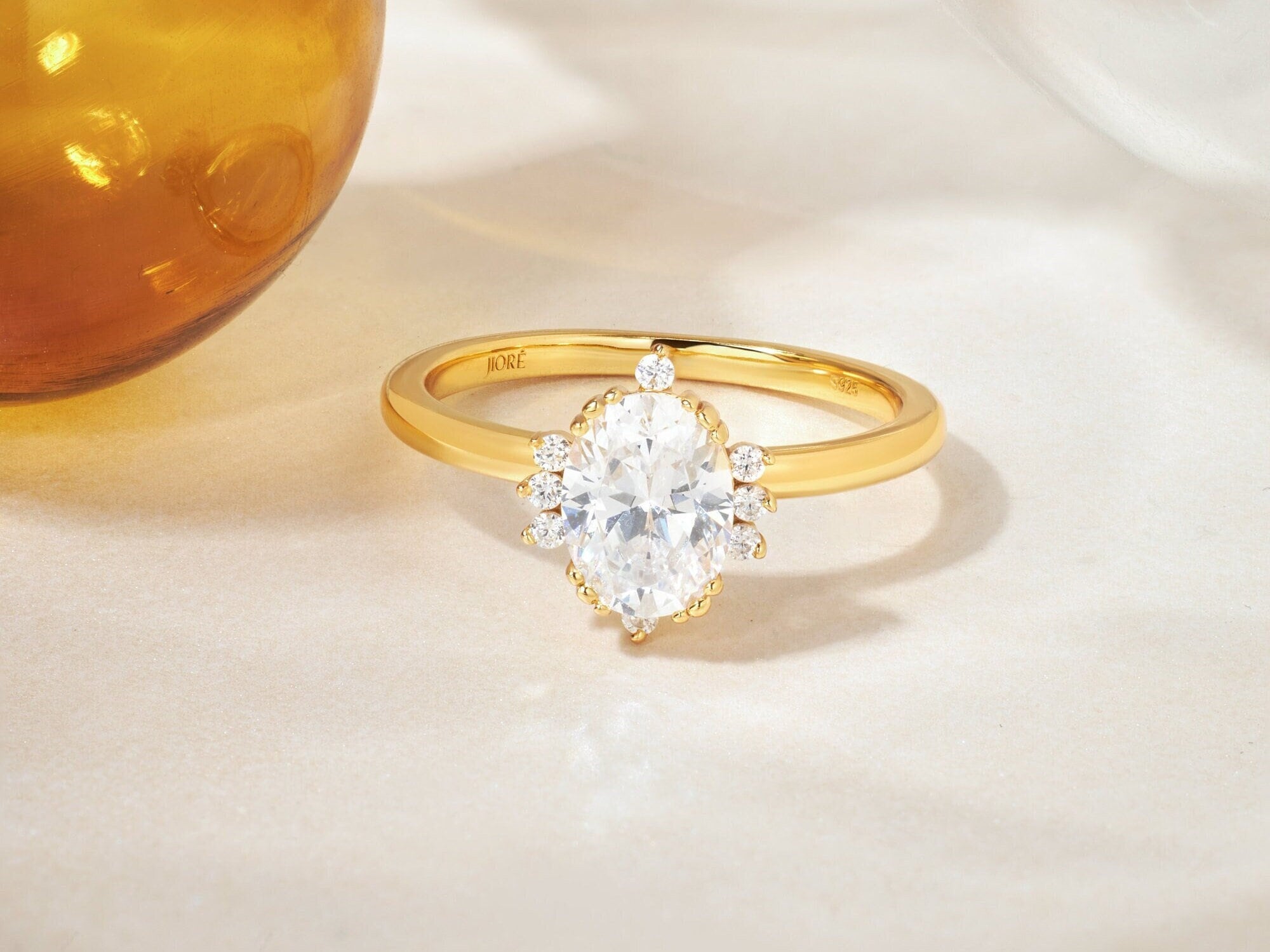 Dainty Art Deco Diamond Ring: Oval Solitaire